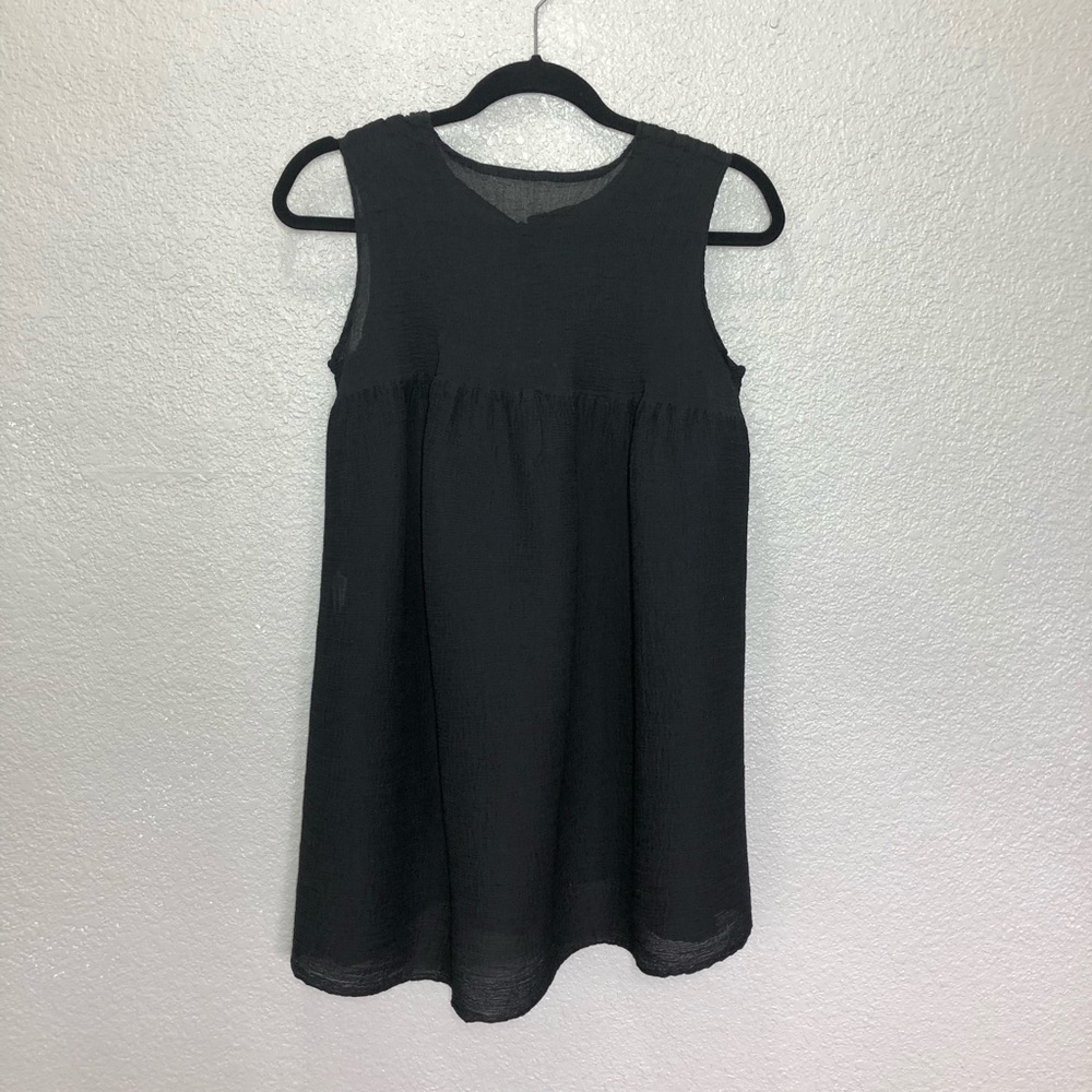 Issey Miyake ME Black Sheer Gauzy Pleated Tunic Top